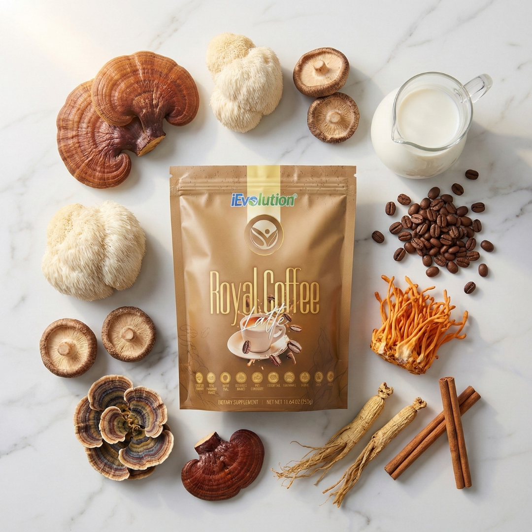 Royal Coffee Latte with 7 medicinal mushrooms